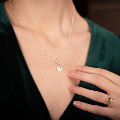 Silver Small Round Diamond Necklace