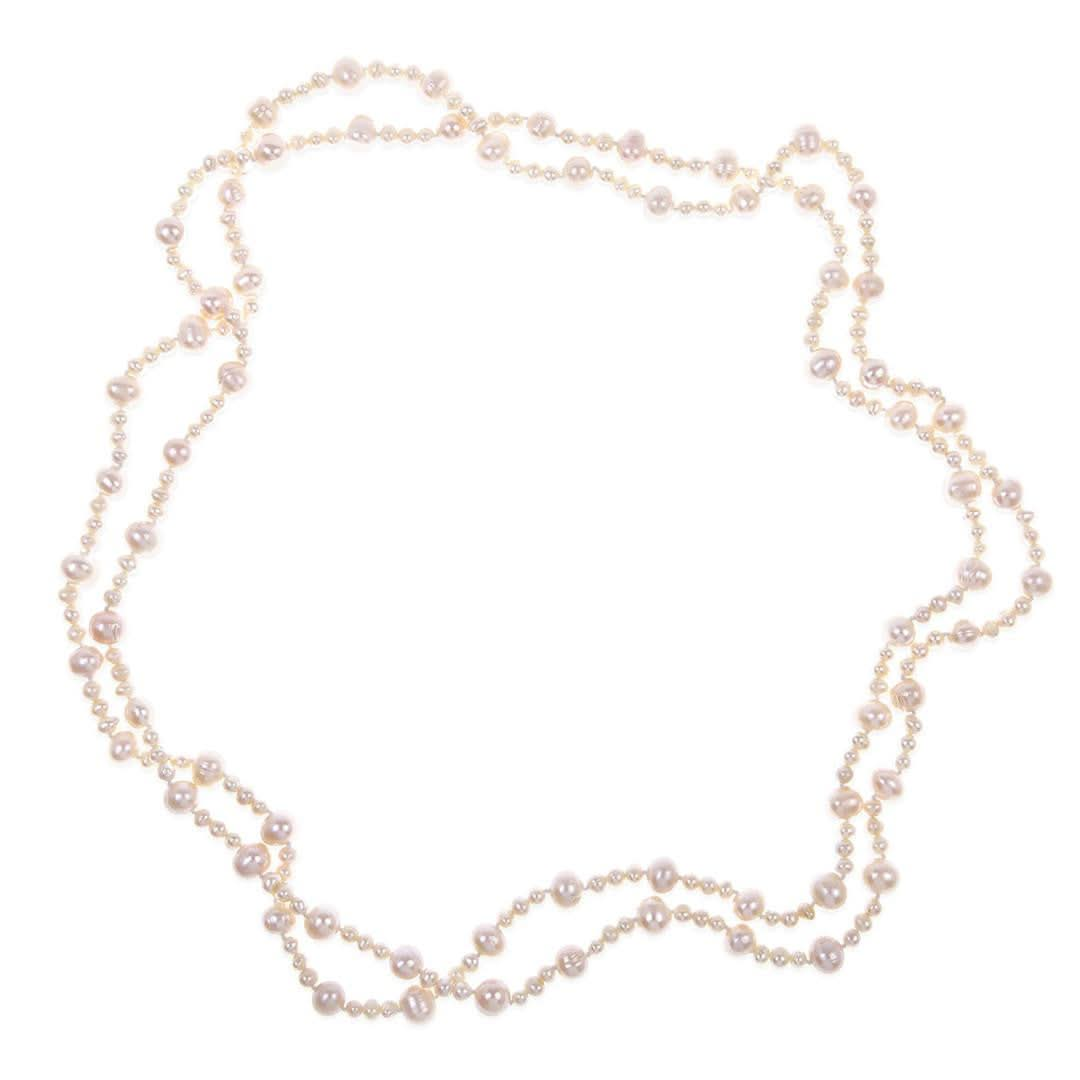 eternal pearl necklace in champagne on a white background