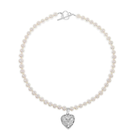 keepsake heart necklace on a white background