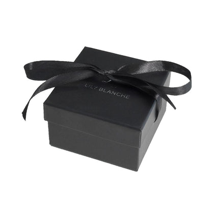 black ribbon-tied Lily Blanche gift box on a white background