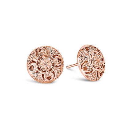 rose gold memory keeper earrings on a white background