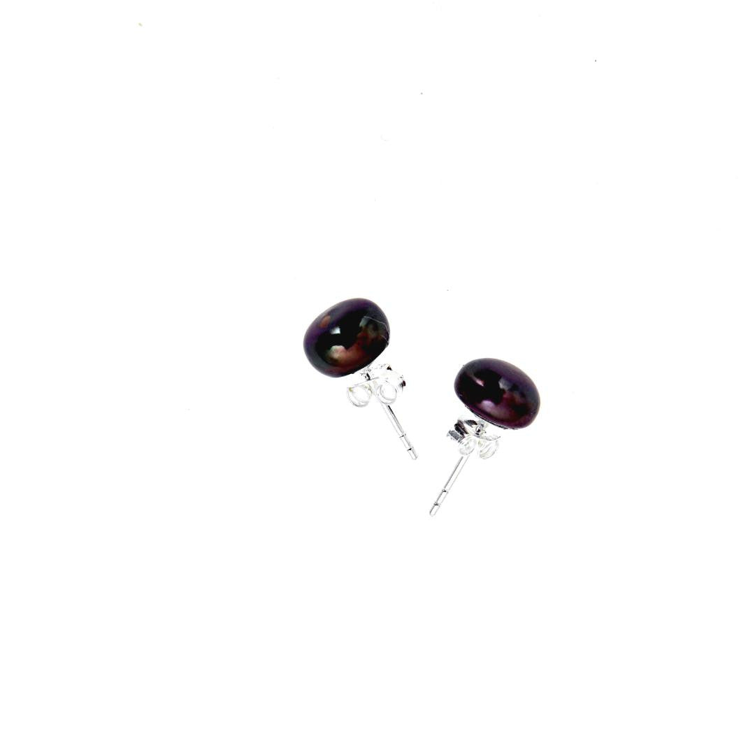 classic pearl earrings in midnight on a white background 