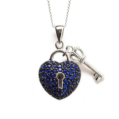 key to my heart pendant in blue on a white background