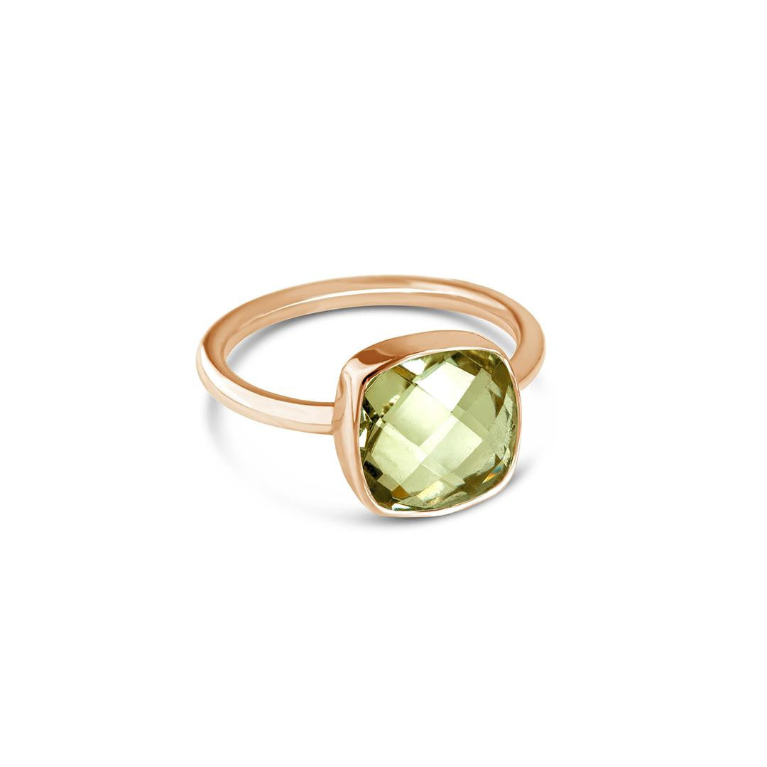 Luminous Cocktail Ring green amethyst/ rose gold