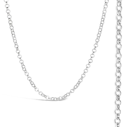 white gold belcher chain on a white background