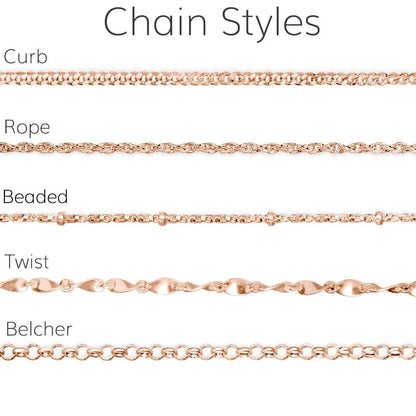 list of all chain styles on a white background