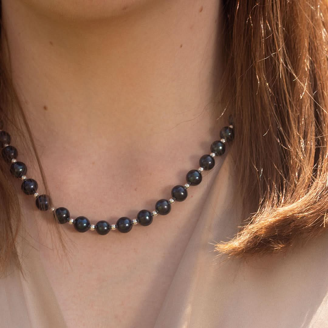 Sterling Pearl Necklace | Midnight