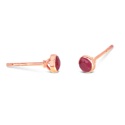 Lily Blanche rose gold mini stud earrings with ruby gemstone