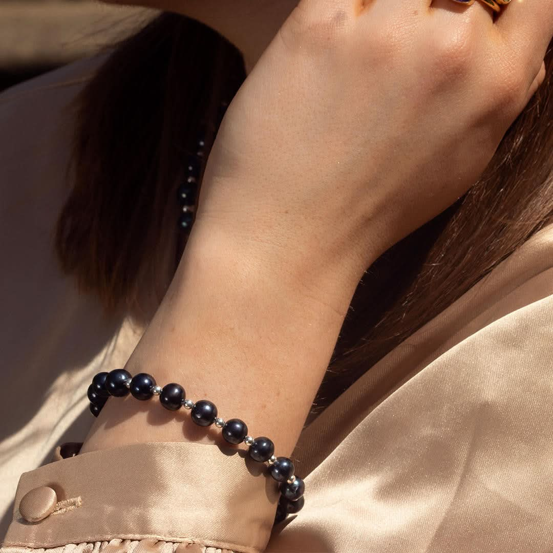 Sterling Pearl Bracelet | Midnight