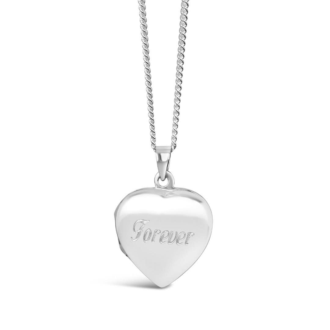 engraved secret silver heart locket on a white background