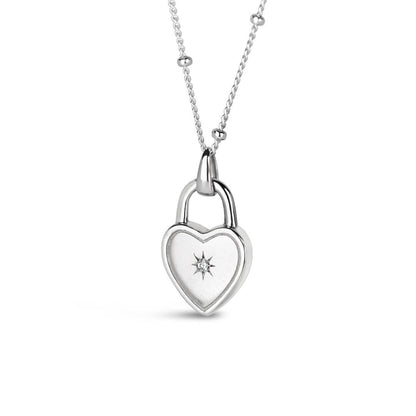 Silver Small Heart Diamond Necklace