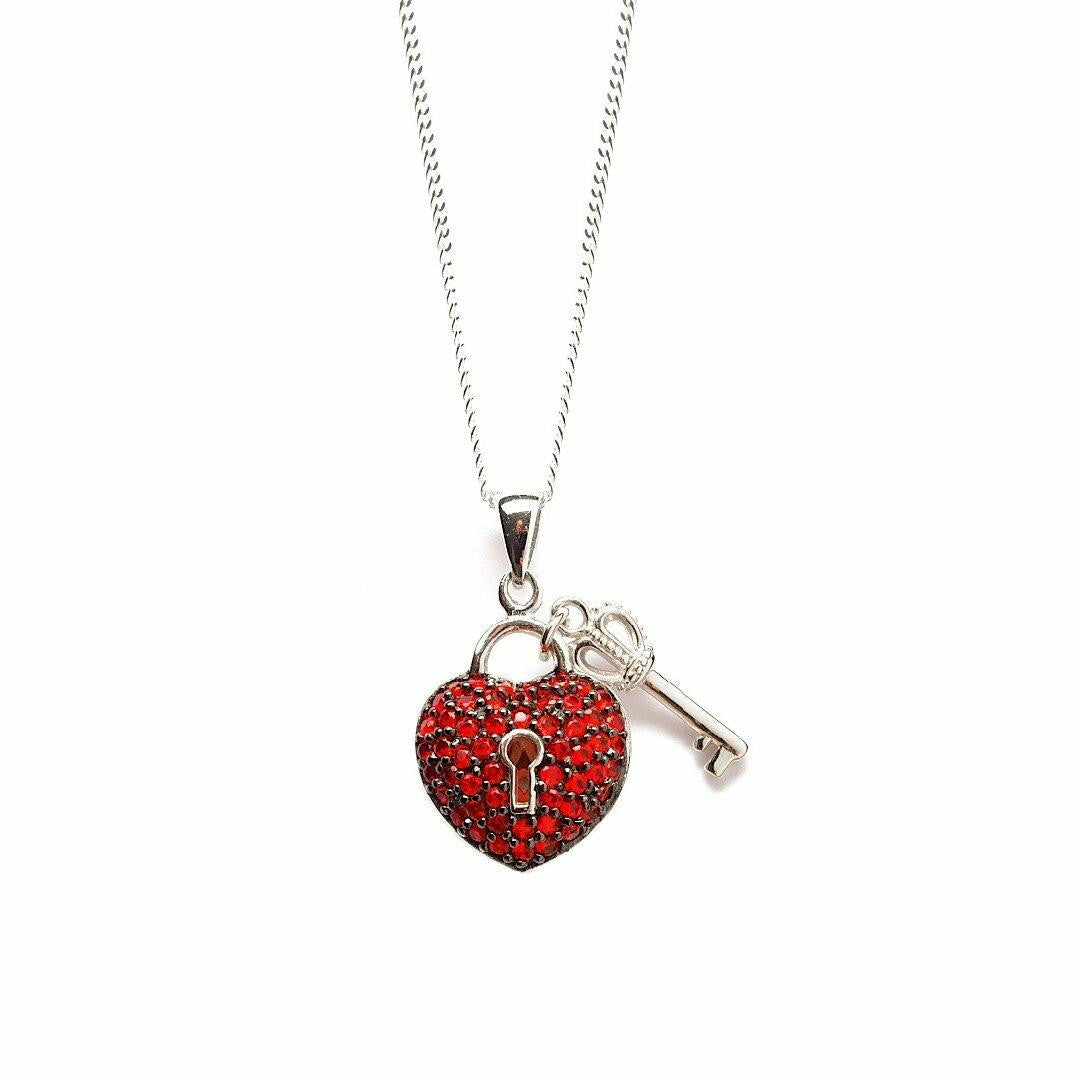 key to my heart pendant in red on a white background