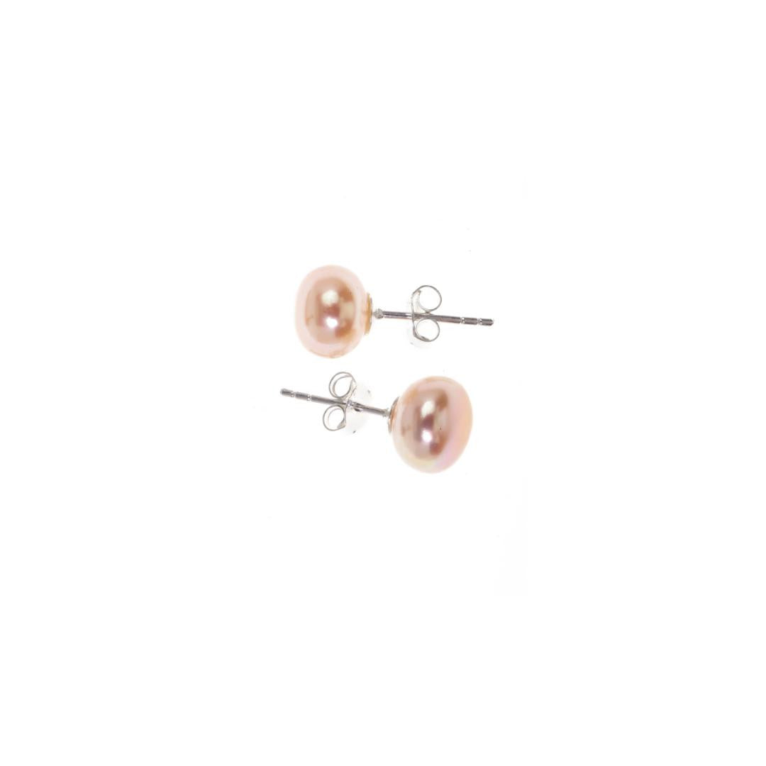 classic pearl earrings in champagne on a white background