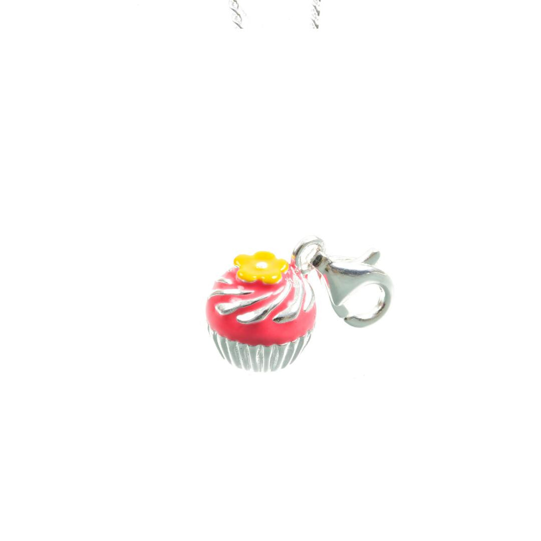 cupcake charm being displayed on a white background