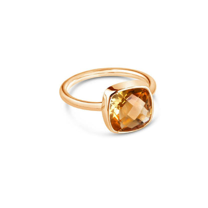 Lily Blanche citrine cocktail ring in rose gold.