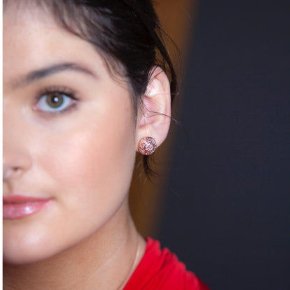 close up of women modelling memory keeper gold earrings