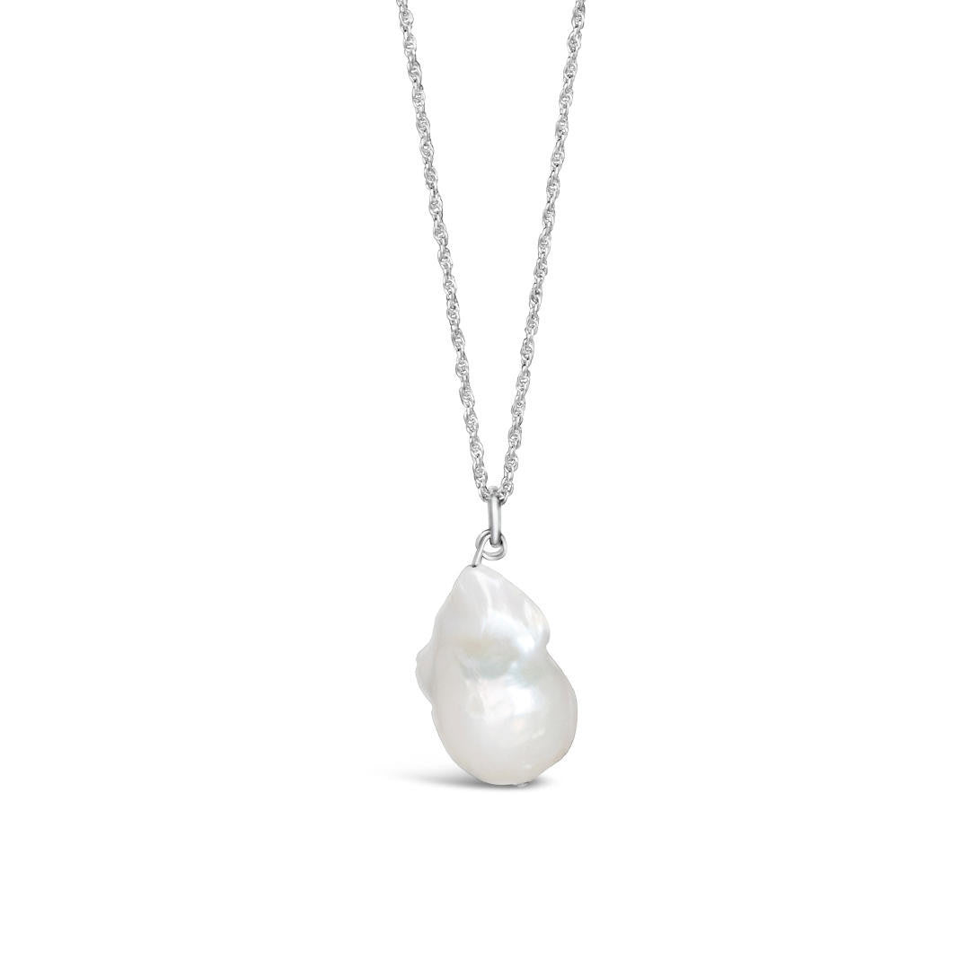 Men's Baroque Pearl Necklace | Ivory - Silver