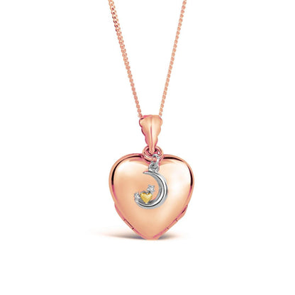 Lily Blanche rose gold heart shaped locket with moon charm
