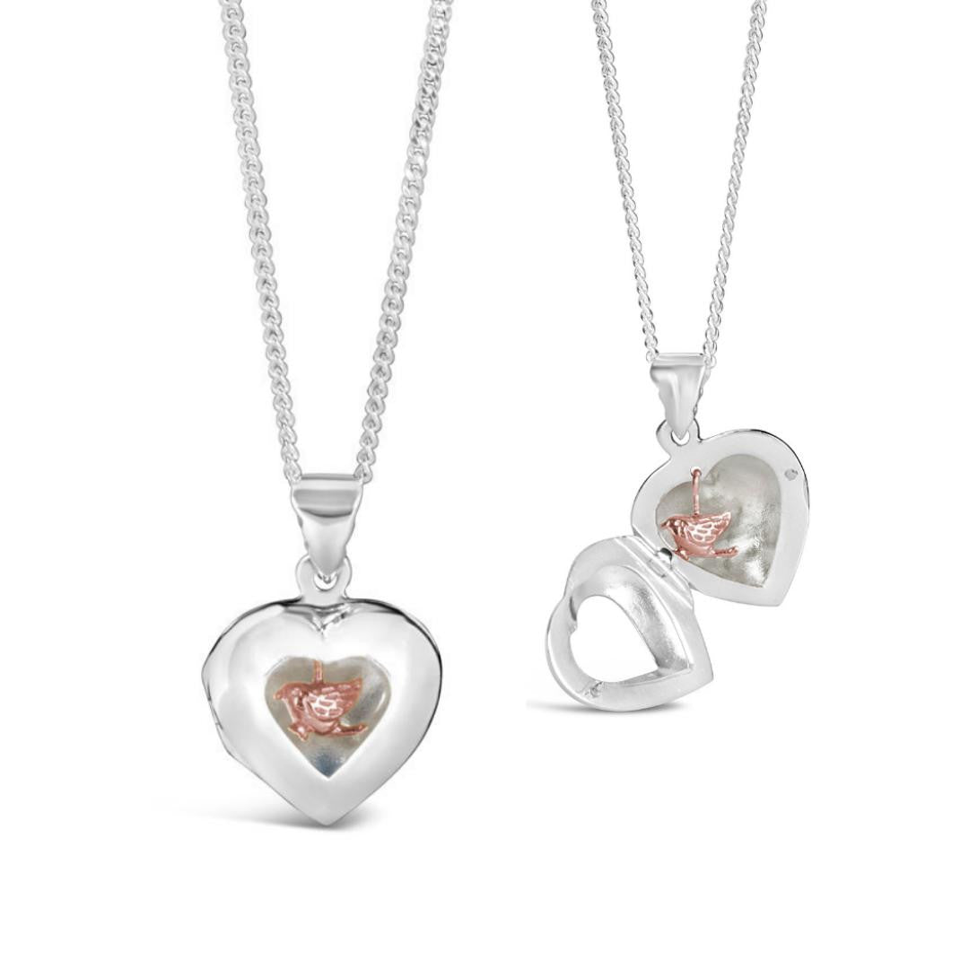 song in my heart locket in rose gold on a white background