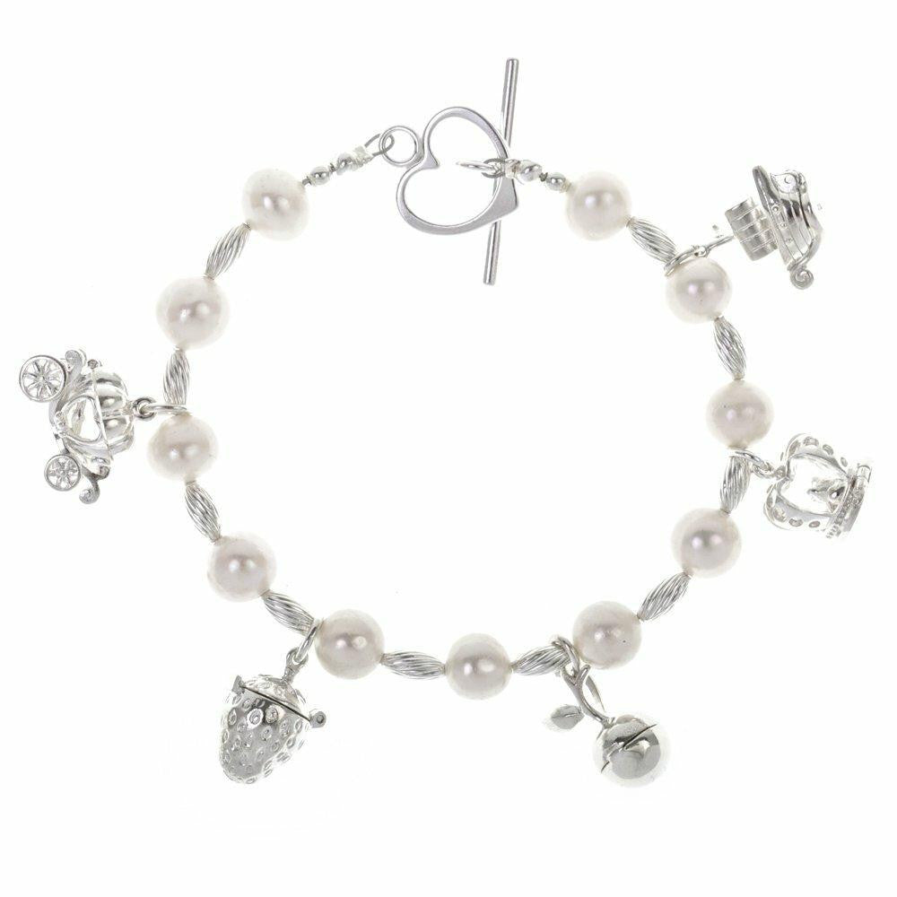 pearl charm bracelet in ivory silver with magical charms attached