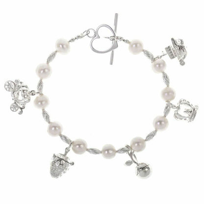 pearl charm bracelet in ivory silver with magical charms attached