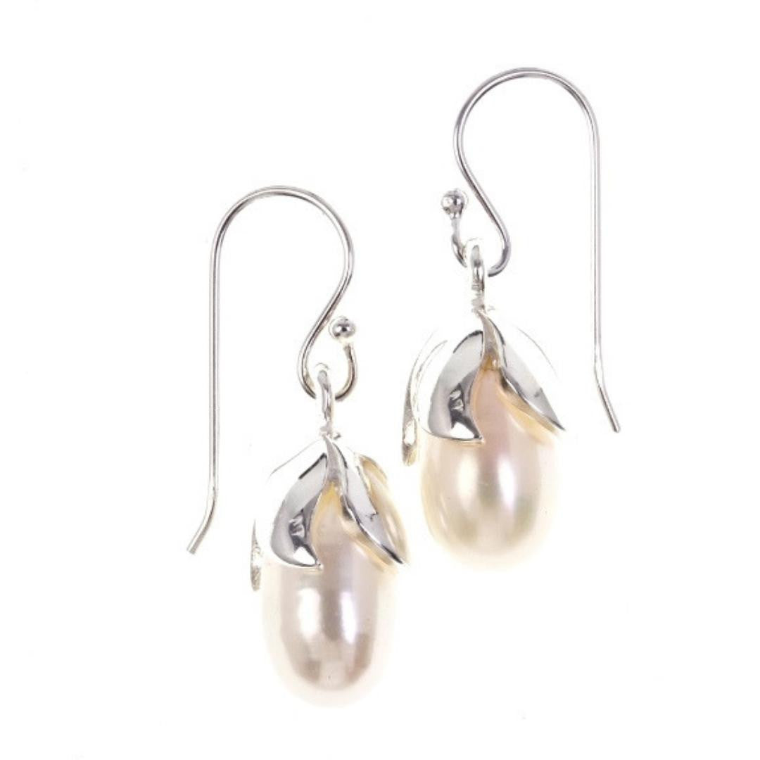 little pod earrings on a white background