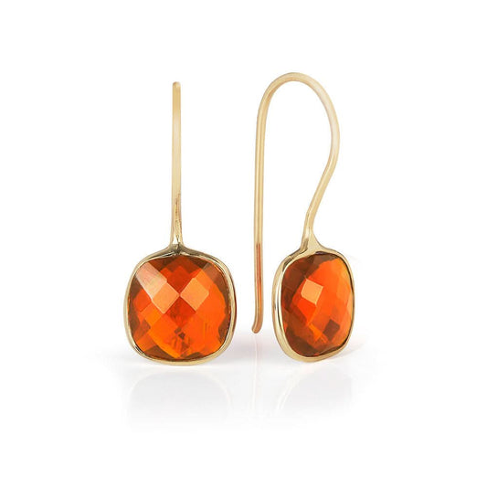 carnelian earrings in gold on a white background