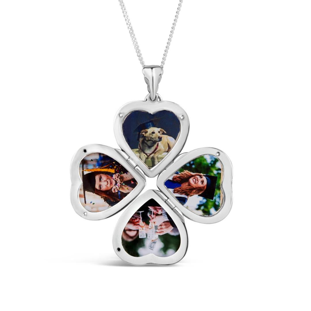 Lily Blanche white gold heart shaped locket with four photos