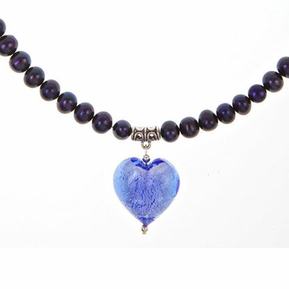 LILY BLANCHE Midnight Pearl Heart Necklace detailed