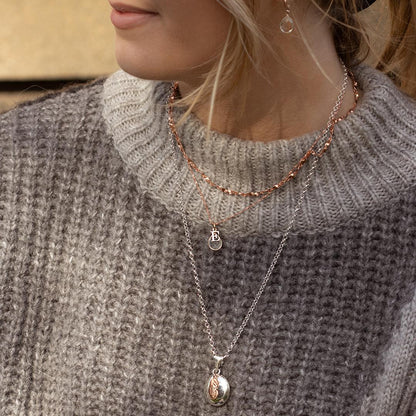White Quartz Charm Necklace | Rose Gold | April