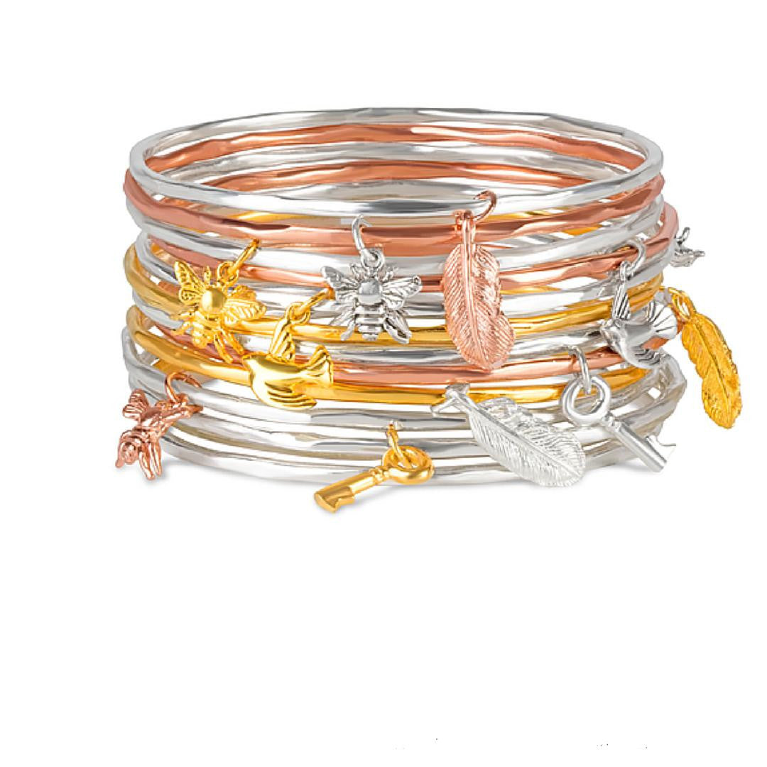 Lily Blanche Seahorse Bangle silver/ gold stacked