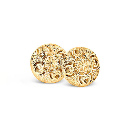 gold memory keeper earrings on a white background