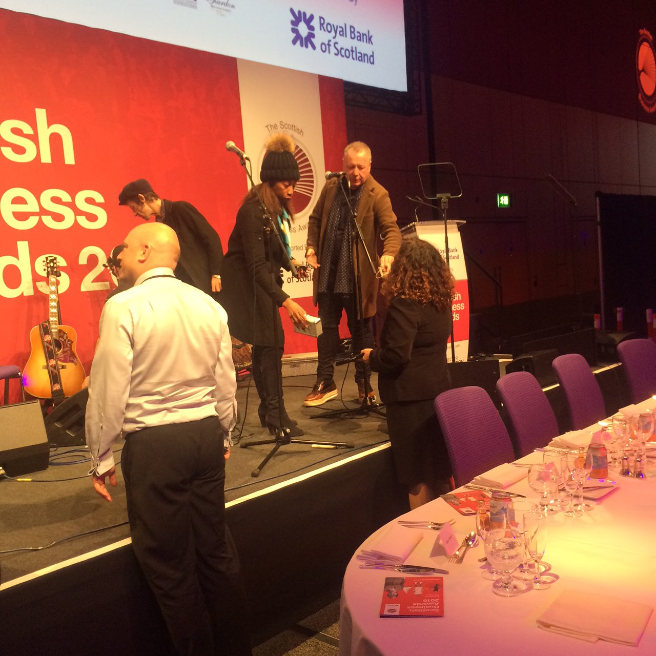 Jim Kerr and Simple Minds getting ready at the Scottish Buisness Awards